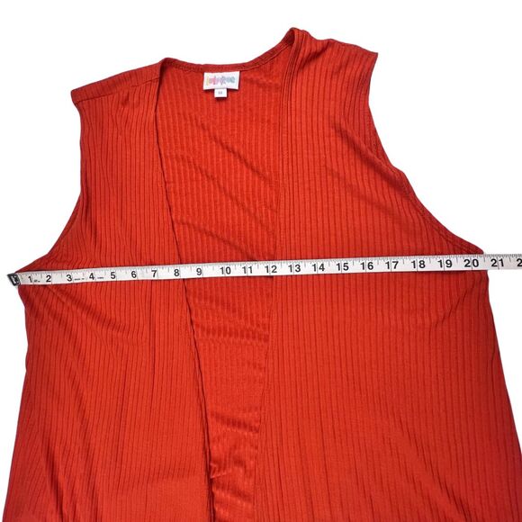 LulaRoe Ribbed Knit Duster Medium Boho Vest Flowy Open Front Side Slits Topper - Picture 11 of 11